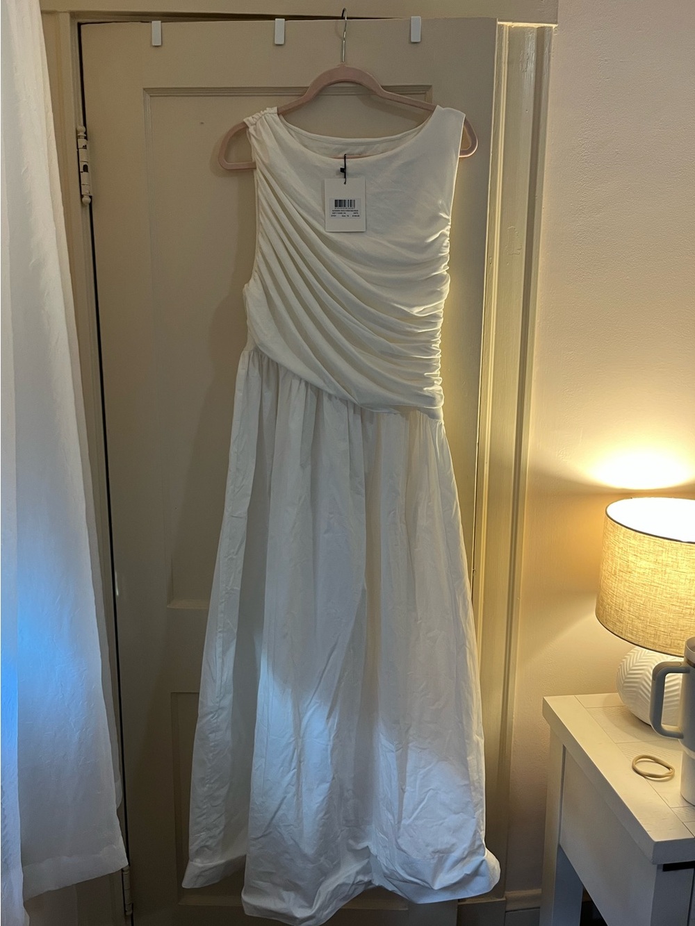 DISSH White Ruched Bodice Maxi Dress